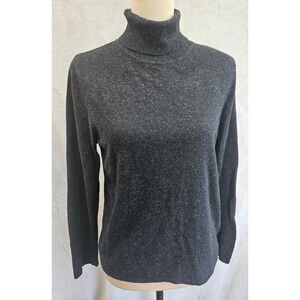 August Silk knits Heather Gray silk/ cashmere long sleeve turtleneck sweater